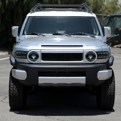 2007-2014 Toyota FJ Cruiser Switchback Sequential Turn Signal Animated LED Bar Projector Headlights (Matte Black Housing/Smoked Lens)