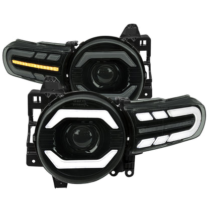 2007-2014 Toyota FJ Cruiser Switchback Sequential Turn Signal Animated LED Bar Projector Headlights (Matte Black Housing/Smoked Lens)