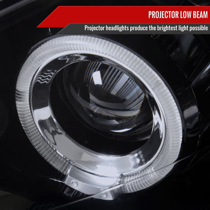 2000-2004 Ford Focus Dual Halo Projector Headlights (Glossy Black Housing/Smoked Lens)