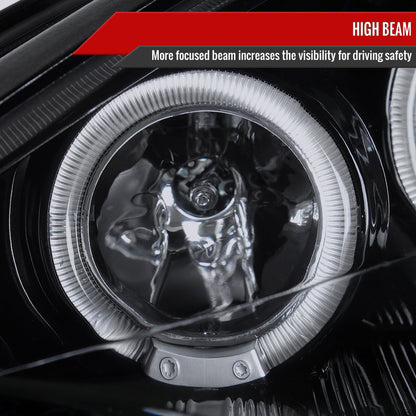 2000-2004 Ford Focus Dual Halo Projector Headlights (Glossy Black Housing/Smoked Lens)