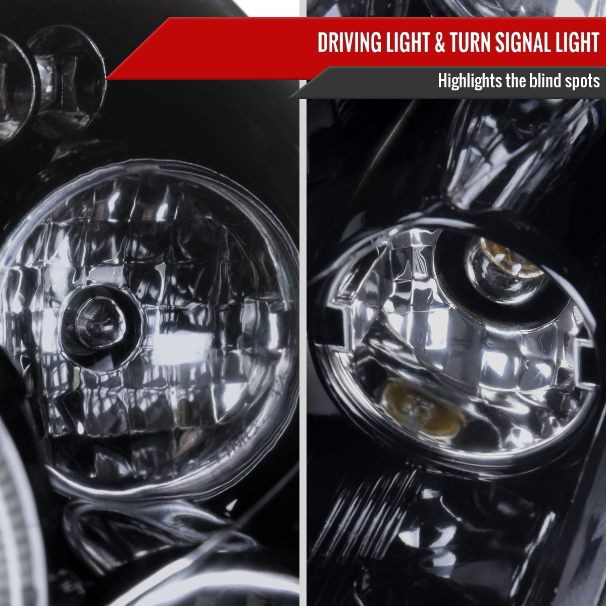 2000-2004 Ford Focus Dual Halo Projector Headlights (Glossy Black Housing/Smoked Lens)