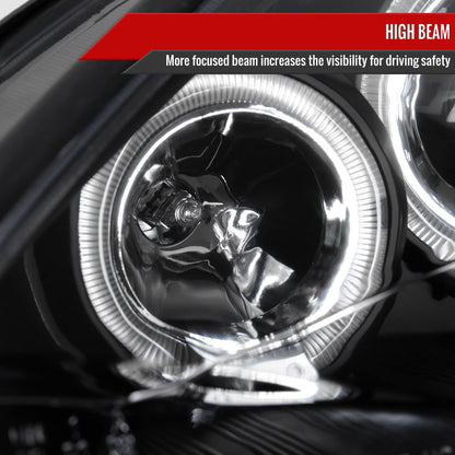 2000-2004 Ford Focus Dual Halo Projector Headlights (Matte Black Housing/Clear Lens)