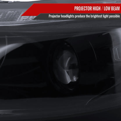 2012-2014 Ford Focus Projector Headlights w/ LED Light Strip & LED Turn Signal Lights (Chrome Housing/Smoked Lens)