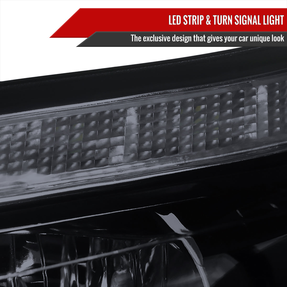 2012-2014 Ford Focus Projector Headlights w/ LED Light Strip & LED Turn Signal Lights (Chrome Housing/Smoked Lens)