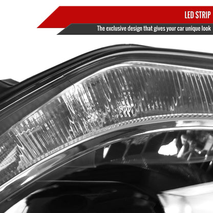 2012-2014 Ford Focus Halo Projector Headlights w/ LED Light Strip (Matte Black Housing/Clear Lens)