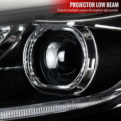 2012-2014 Ford Focus LED Bar Projector Headlights w/ LED Turn Signal Lights (Matte Black Housing/Clear Lens)