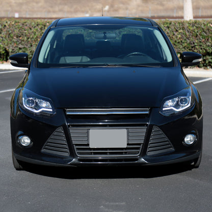 2012-2014 Ford Focus LED Bar Projector Headlights w/ LED Turn Signal Lights (Matte Black Housing/Clear Lens)