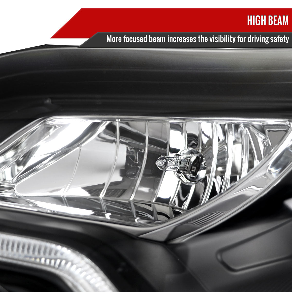 2012-2014 Ford Focus Projector Headlights w/ LED Light Strip & Sequential Turn Signal Lights (Matte Black Housing/Clear Lens)