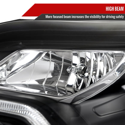 2012-2014 Ford Focus Projector Headlights w/ LED Light Strip & Sequential Turn Signal Lights (Matte Black Housing/Clear Lens)