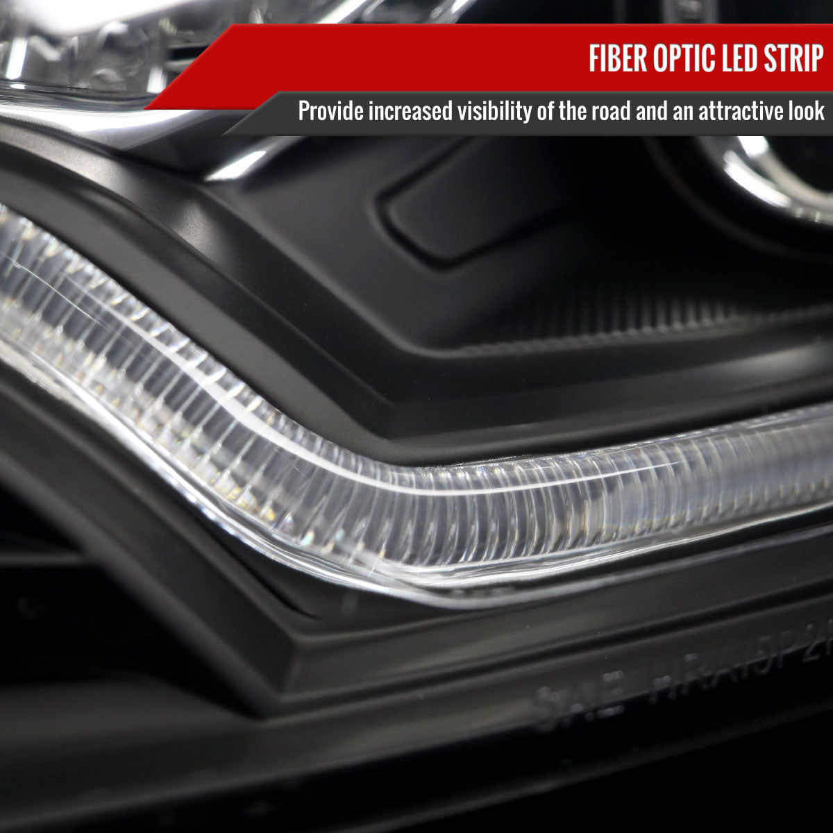 2012-2014 Ford Focus Projector Headlights w/ LED Light Strip & Sequential Turn Signal Lights (Matte Black Housing/Clear Lens)