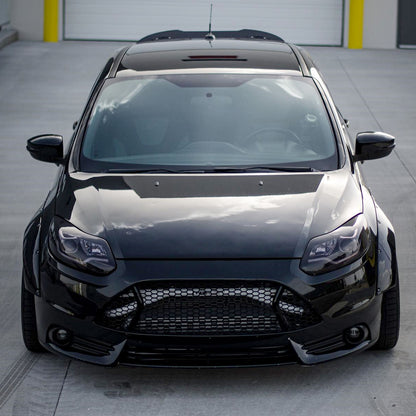 2012-2014 Ford Focus Projector Headlights w/ LED Light Strip & Sequential Turn Signal Lights (Matte Black Housing/Clear Lens)
