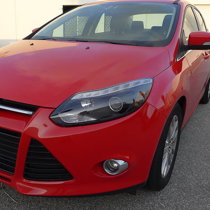 2012-2014 Ford Focus Projector Headlights w/ LED Light Strip & LED Turn Signal Lights (Matte Black Housing/Clear Lens)