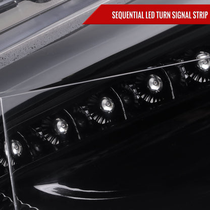 2015-2018 Ford Focus LED Sequential Signal Projector Headlights (Jet Black Housing/Clear Lens)