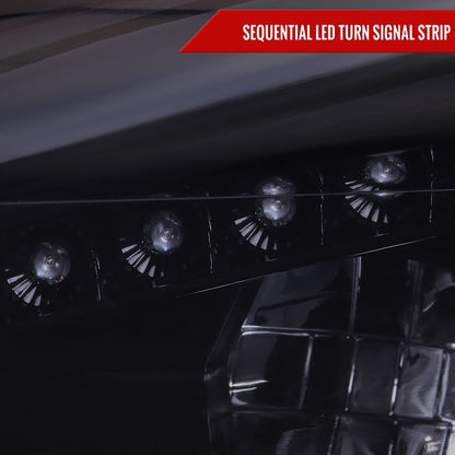 2015-2018 Ford Focus LED Sequential Signal Projector Headlights (Glossy Black Housing/Smoked Lens)