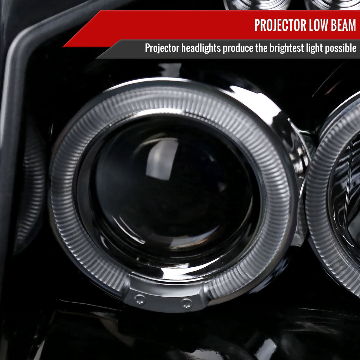 2001-2004 Nissan Frontier Dual Halo Projector Headlights (Glossy Black Housing/Smoked Lens)