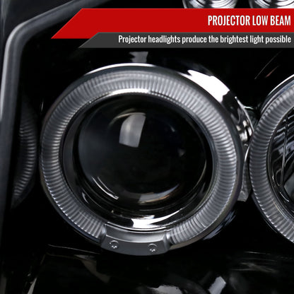 2001-2004 Nissan Frontier Dual Halo Projector Headlights (Glossy Black Housing/Smoked Lens)