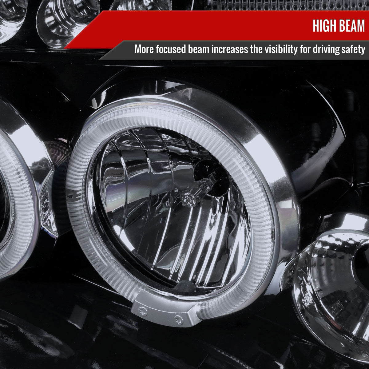 2001-2004 Nissan Frontier Dual Halo Projector Headlights (Glossy Black Housing/Smoked Lens)