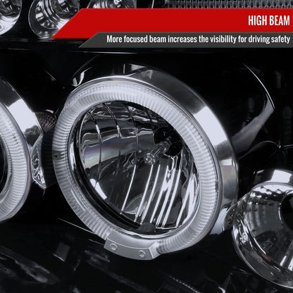 2001-2004 Nissan Frontier Dual Halo Projector Headlights (Glossy Black Housing/Smoked Lens)