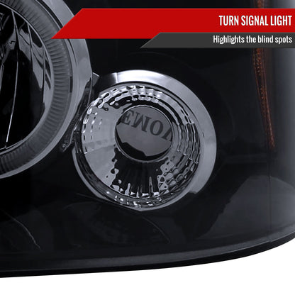 2001-2004 Nissan Frontier Dual Halo Projector Headlights (Glossy Black Housing/Smoked Lens)