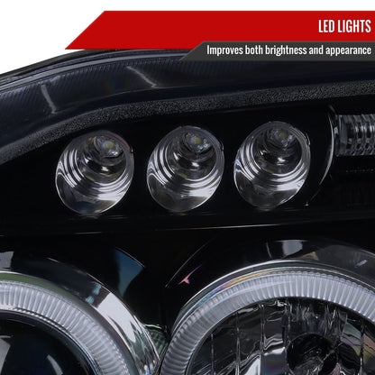 2001-2004 Nissan Frontier Dual Halo Projector Headlights (Glossy Black Housing/Smoked Lens)
