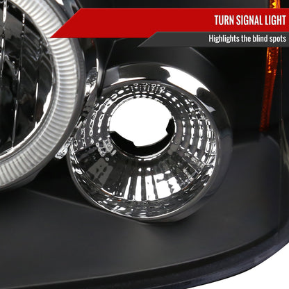 2001-2004 Nissan Frontier Dual Halo Projector Headlights (Matte Black Housing/Clear Lens)
