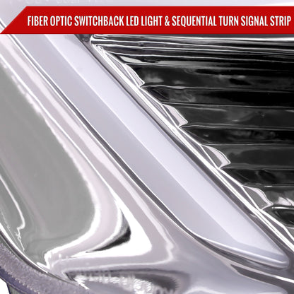 2013-2016 Ford Fusion Switchback Sequential Turn Signal Projector Headlights (Chrome Housing/Clear Lens)