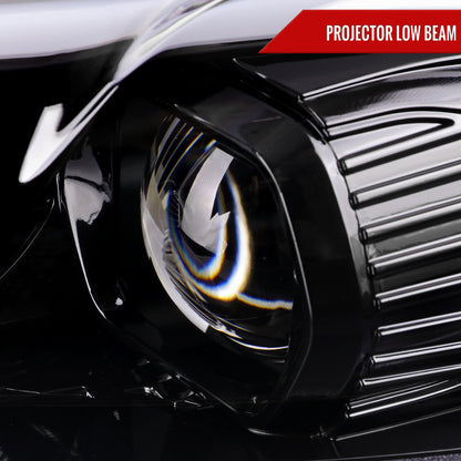 2013-2016 Ford Fusion Switchback Sequential Turn Signal Projector Headlights (Glossy Black Housing/Clear Lens)
