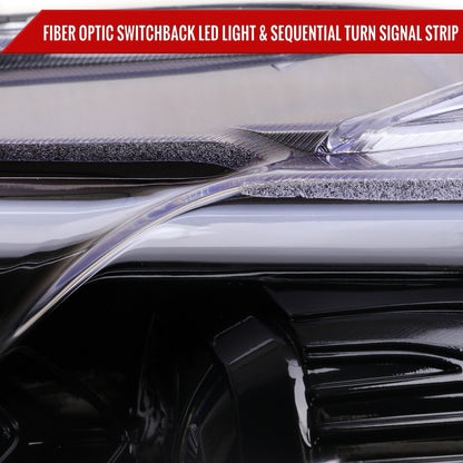 2013-2016 Ford Fusion Switchback Sequential Turn Signal Projector Headlights (Glossy Black Housing/Clear Lens)