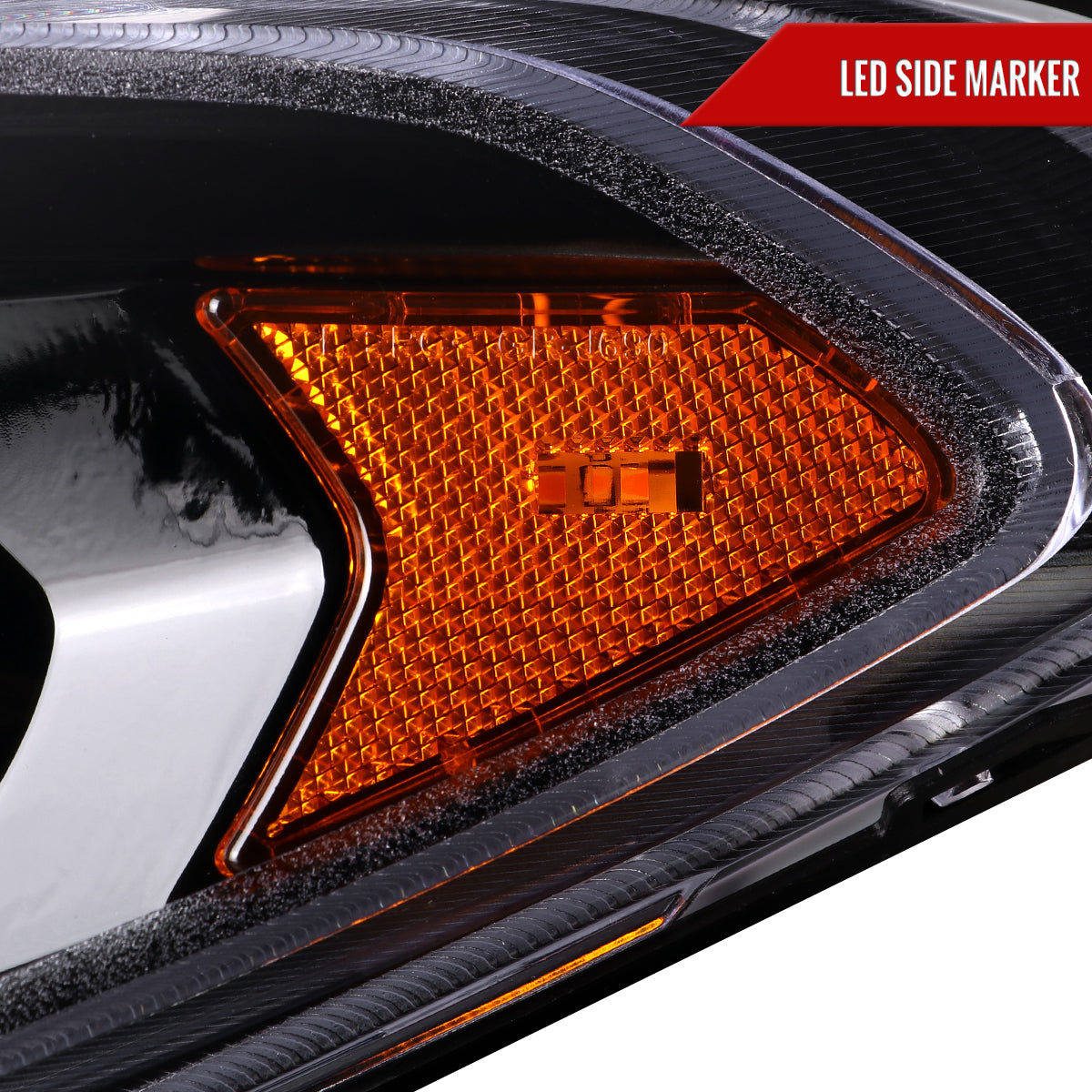 2013-2016 Ford Fusion Switchback Sequential Turn Signal Projector Headlights (Glossy Black Housing/Clear Lens)