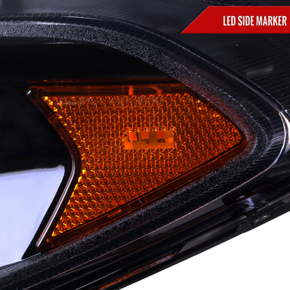 2013-2016 Ford Fusion Switchback Sequential Turn Signal Projector Headlights (Glossy Black Housing/Smoked Lens)