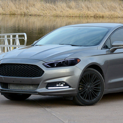 2013-2016 Ford Fusion Switchback Sequential Turn Signal Projector Headlights (Glossy Black Housing/Smoked Lens)