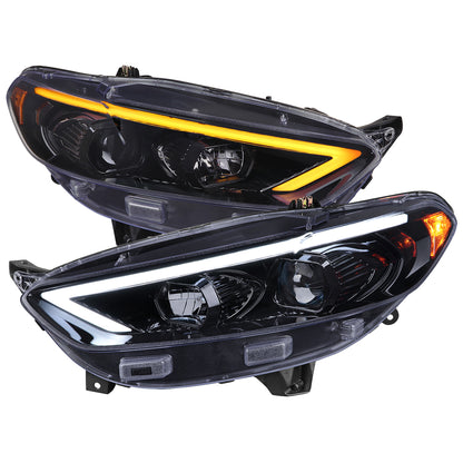2013-2016 Ford Fusion Switchback Sequential Turn Signal Projector Headlights (Glossy Black Housing/Smoked Lens)