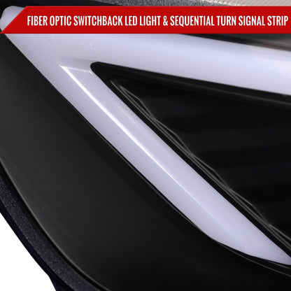 2013-2016 Ford Fusion Switchback Sequential Turn Signal Projector Headlights (Matte Black Housing/Clear Lens)