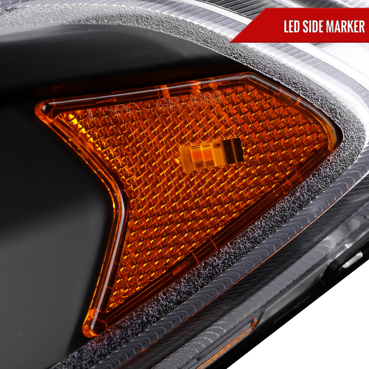 2013-2016 Ford Fusion Switchback Sequential Turn Signal Projector Headlights (Matte Black Housing/Clear Lens)