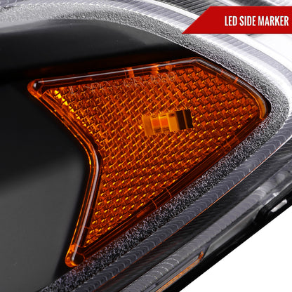 2013-2016 Ford Fusion Switchback Sequential Turn Signal Projector Headlights (Matte Black Housing/Clear Lens)