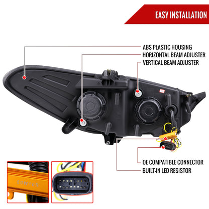 2013-2016 Ford Fusion Switchback Sequential Turn Signal Projector Headlights (Matte Black Housing/Clear Lens)
