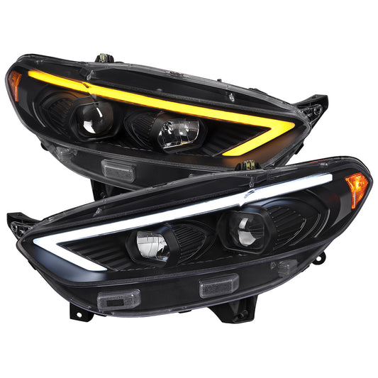 2013-2016 Ford Fusion Switchback Sequential Turn Signal Projector Headlights (Matte Black Housing/Clear Lens)