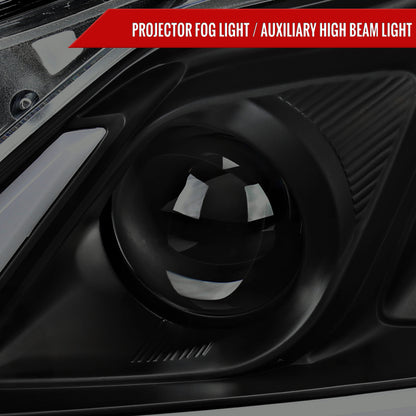 2008-2013 Infiniti G37/2014-2015 Q60 Coupe/Convertible Sequential Switchback LED Turn Signal Projector Headlights (Matte Black Housing/Smoked Lens)