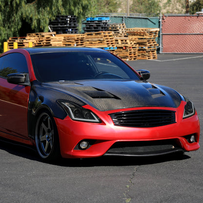 2008-2013 Infiniti G37/2014-2015 Q60 Coupe/Convertible Sequential Switchback LED Turn Signal Projector Headlights (Matte Black Housing/Smoked Lens)