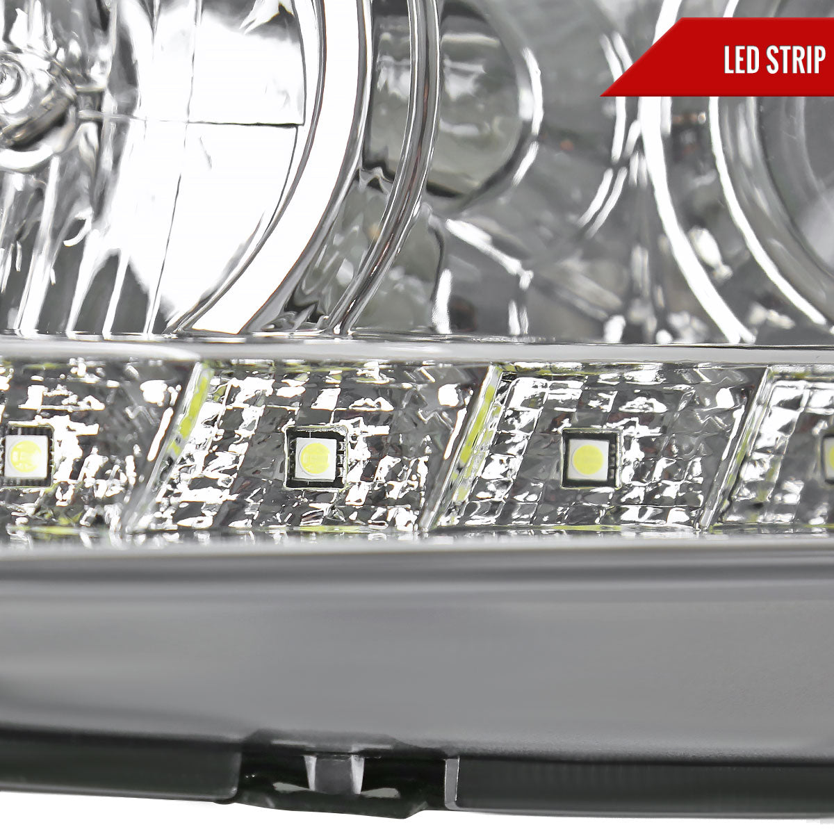 2005-2010 Pontiac G6 Projector Headlights w/ LED Light Strip (Chrome Housing/Clear Lens)