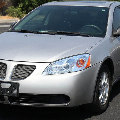 2005-2010 Pontiac G6 Projector Headlights w/ LED Light Strip (Chrome Housing/Clear Lens)