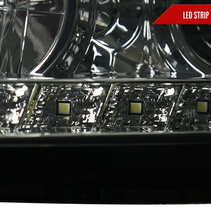 2005-2010 Pontiac G6 Projector Headlights w/ LED Light Strip (Chrome Housing/Smoked Lens)