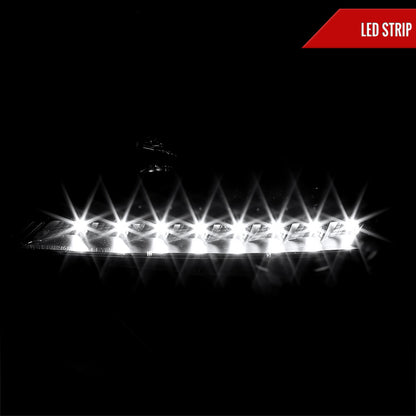 2005-2010 Pontiac G6 Projector Headlights w/ LED Light Strip (Matte Black Housing/Clear Lens)