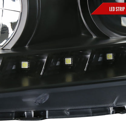 2005-2010 Pontiac G6 Projector Headlights w/ LED Light Strip (Matte Black Housing/Clear Lens)