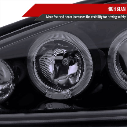 1999-2005 Pontiac Grand AM Dual Halo Projector Headlights (Glossy Black Housing/Smoked Lens)