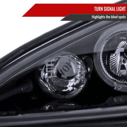 1999-2005 Pontiac Grand AM Dual Halo Projector Headlights (Glossy Black Housing/Smoked Lens)
