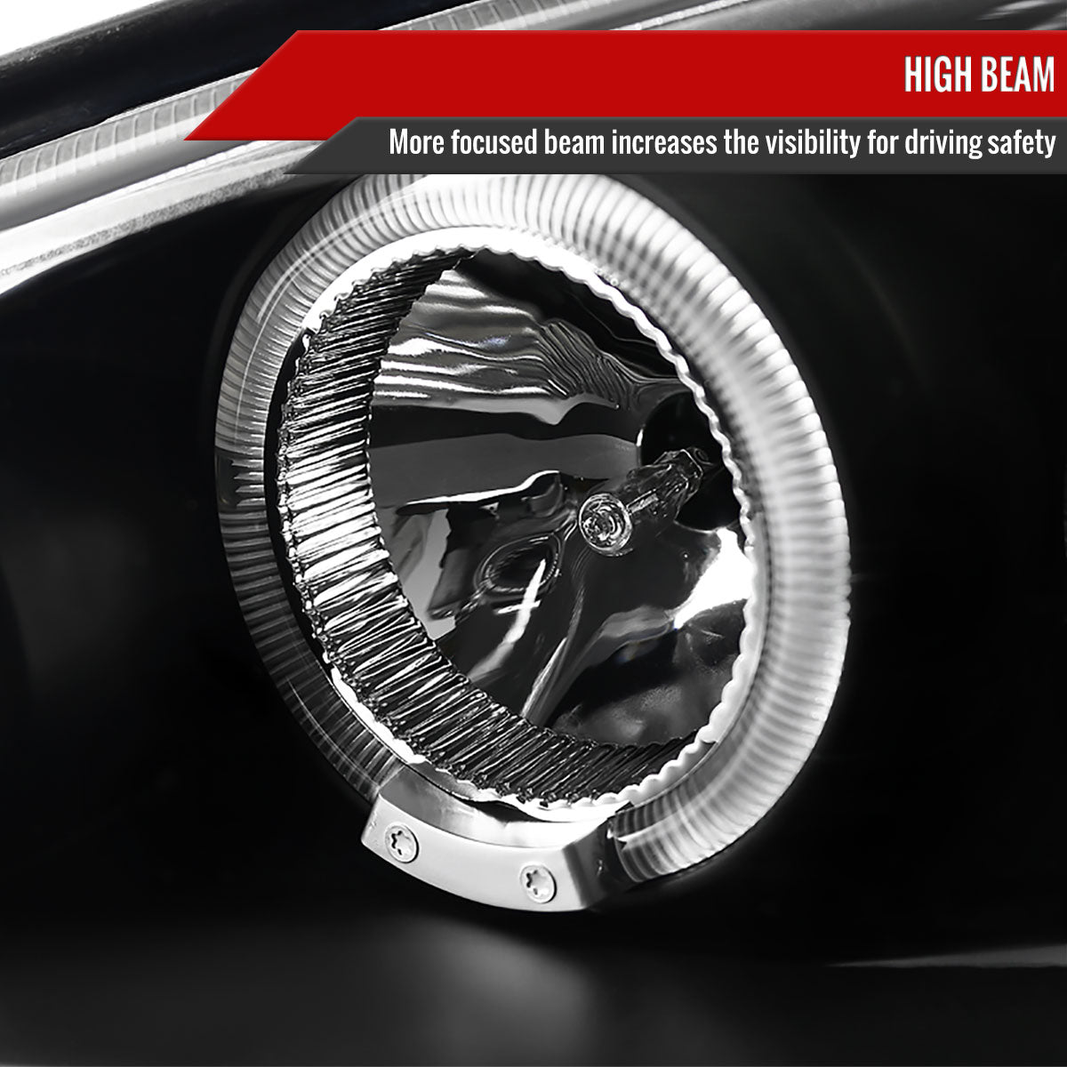 1999-2005 Pontiac Grand AM Dual Halo Projector Headlights (Matte Black Housing/Clear Lens)