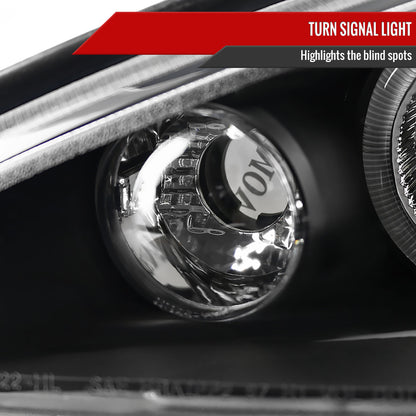1999-2005 Pontiac Grand AM Dual Halo Projector Headlights (Matte Black Housing/Clear Lens)