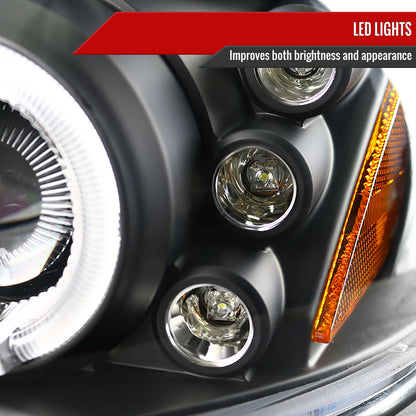 1999-2005 Pontiac Grand AM Dual Halo Projector Headlights (Matte Black Housing/Clear Lens)