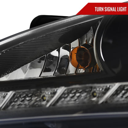 2010-2012 Hyundai Genesis Coupe Projector Headlights w/ SMD LED Light Strip (Jet Black Housing/Clear Lens)